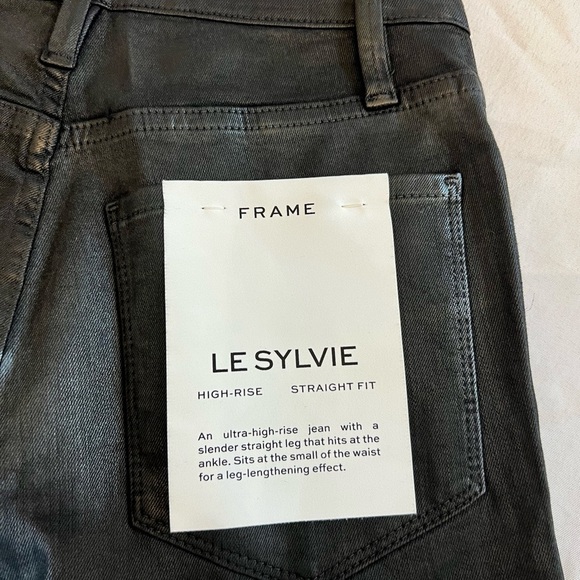 NWT FRAME Women’s Le Sylvie Straight Fit High Rise ,Wax Black. Size 24. - Picture 5 of 6